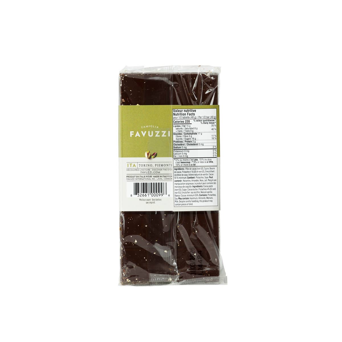 55% Cacao Pistachios Chocolate Bar