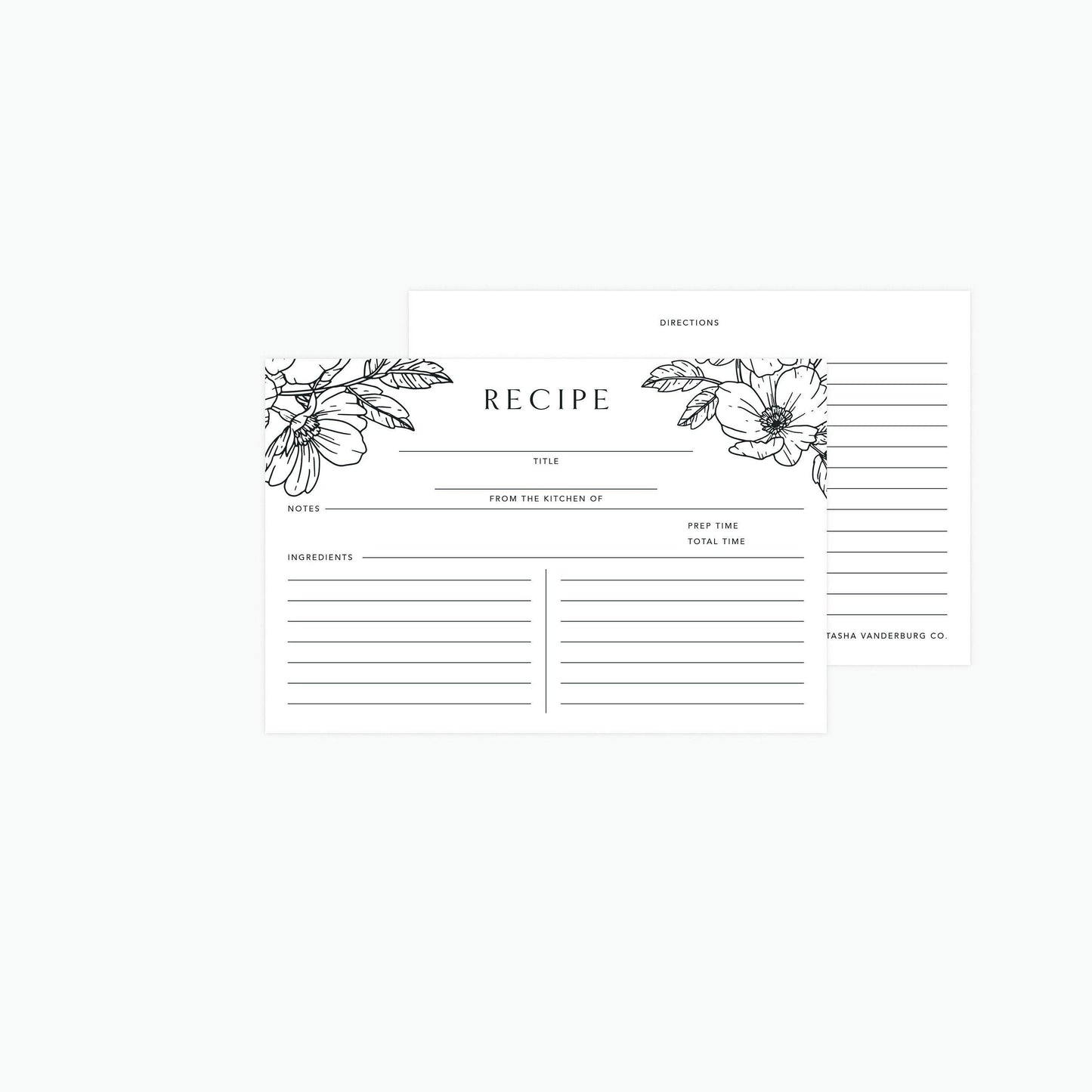 Poppy Minimal Recipe Cards - Set of 18