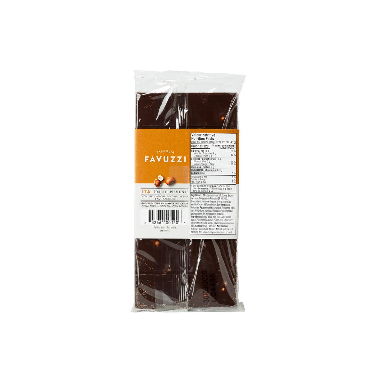 55% Cacao Hazelnuts IGP Chocolate Bar
