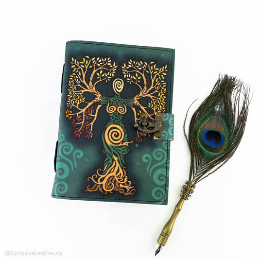 Leather Journal - Mother of earth tree design