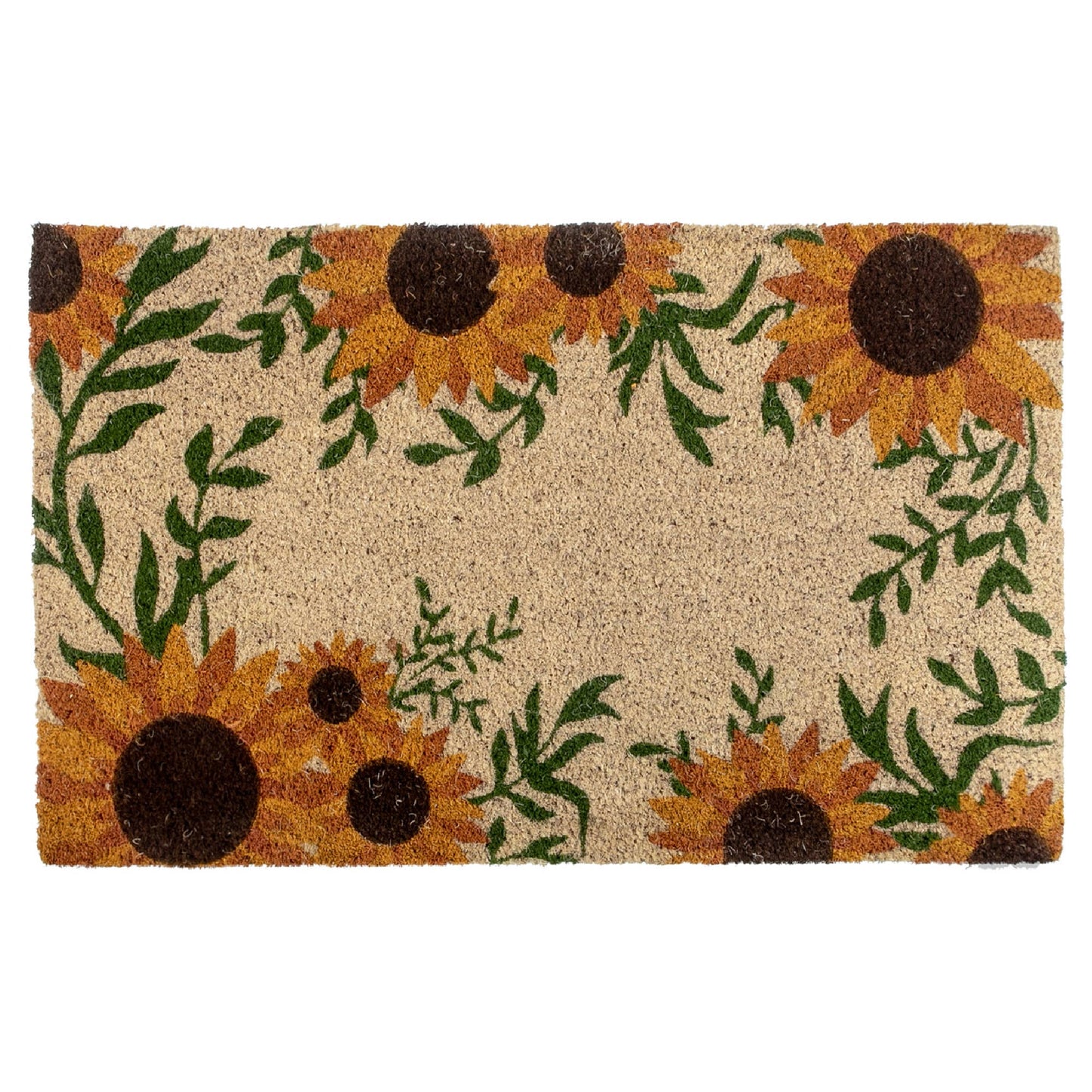 Coir Door Mat Sunflower Border: Floral