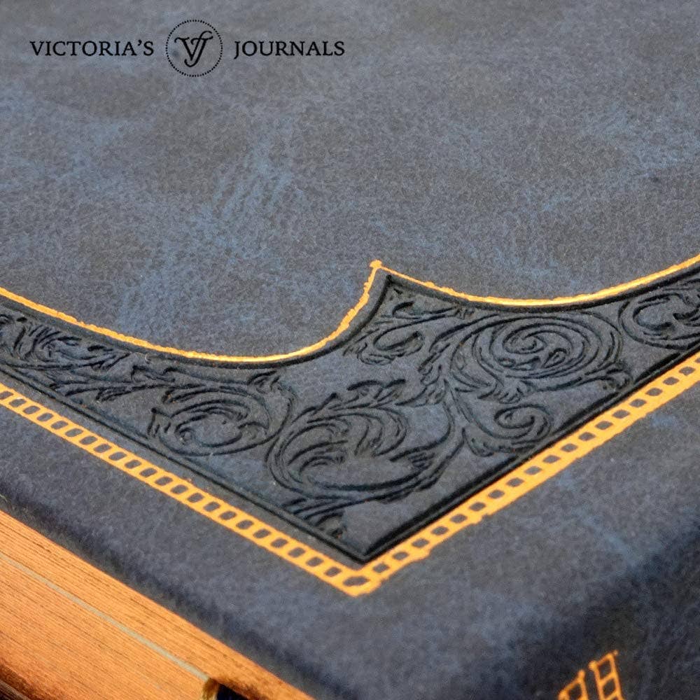 Victoria's Journals Vintage Style Diary Vegan Leather (Navy)