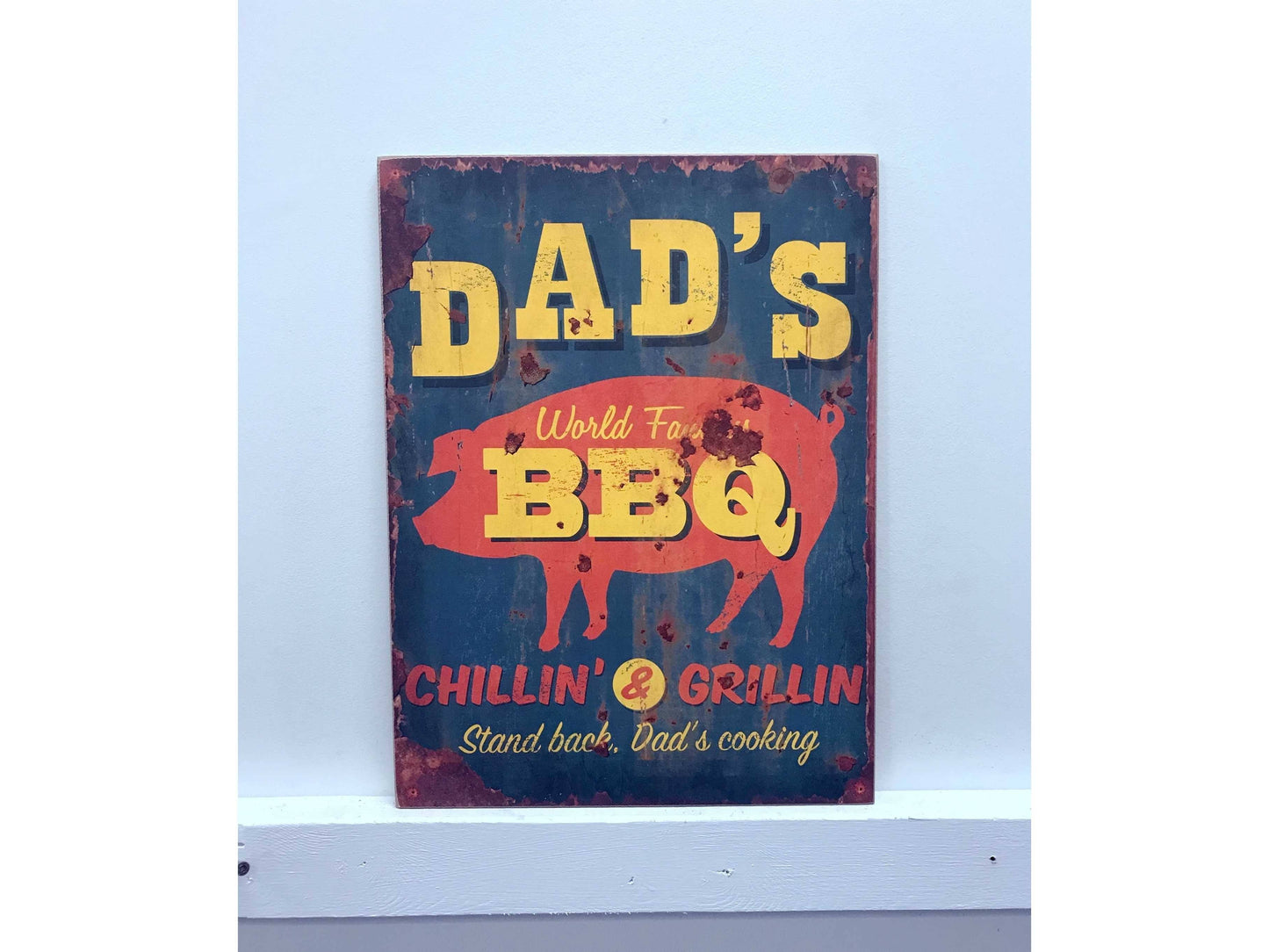 Dad'S BBQ Vintage Wooden Sign: 16*12 in