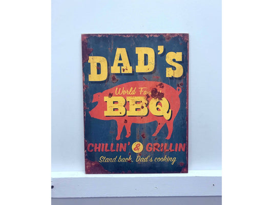 Dad'S BBQ Vintage Wooden Sign: 16*12 in