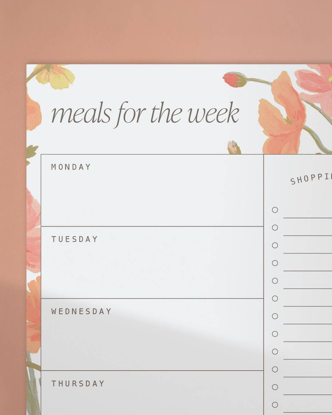 Poppies Magnetic Meal Planner Notepad