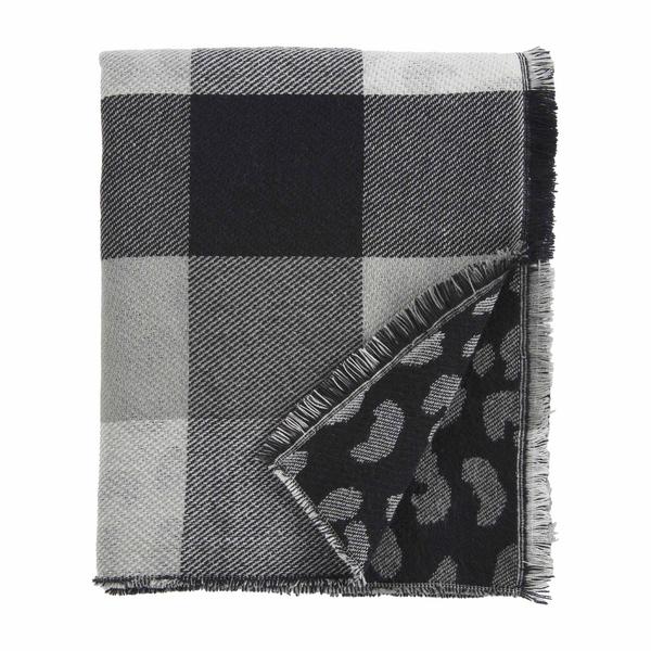 Reversible Plaid Blanket Black