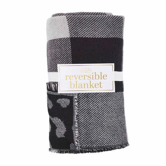 Reversible Plaid Blanket Black