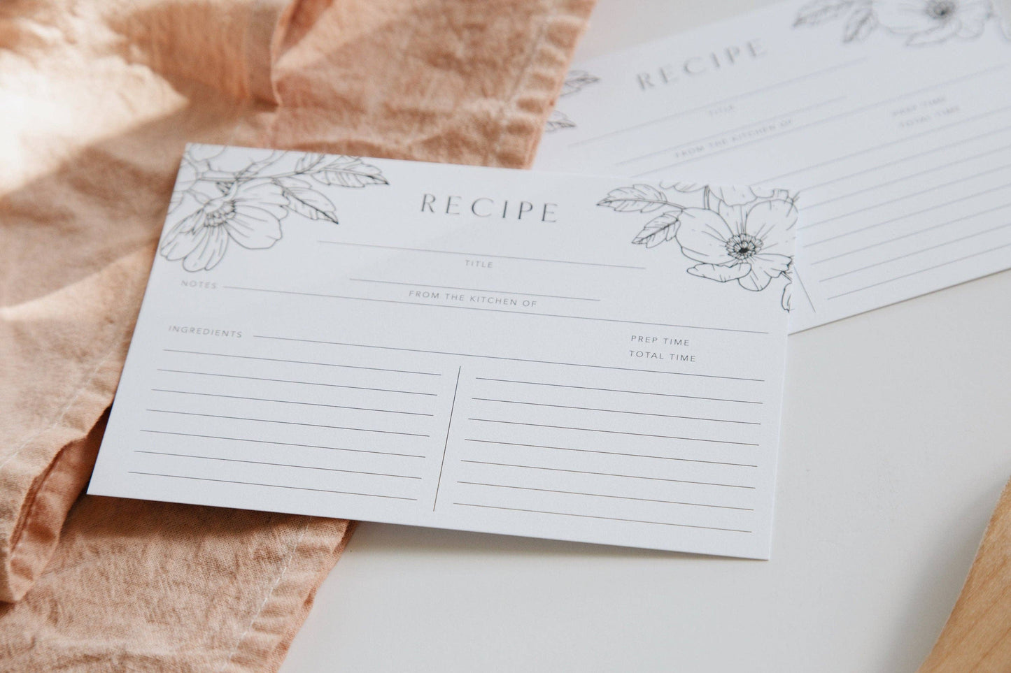 Poppy Minimal Recipe Cards - Set of 18