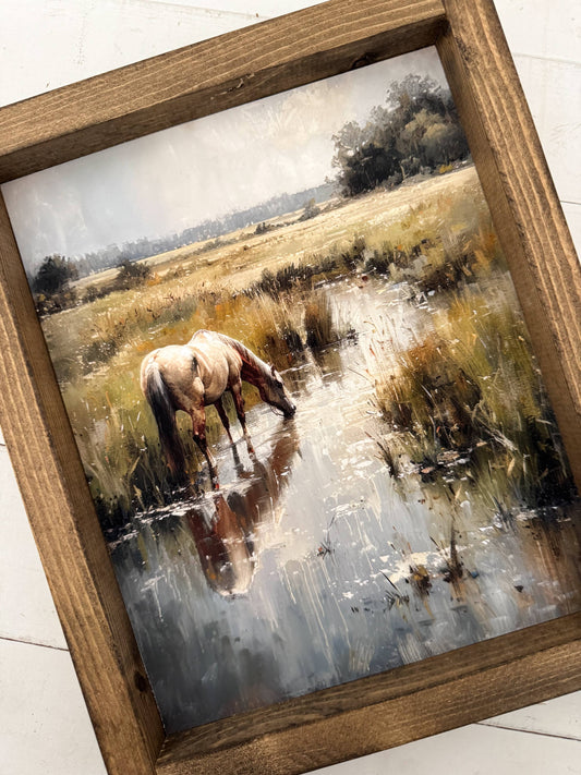 Horse Meadow wood sign: Dark Walnut / 9x11