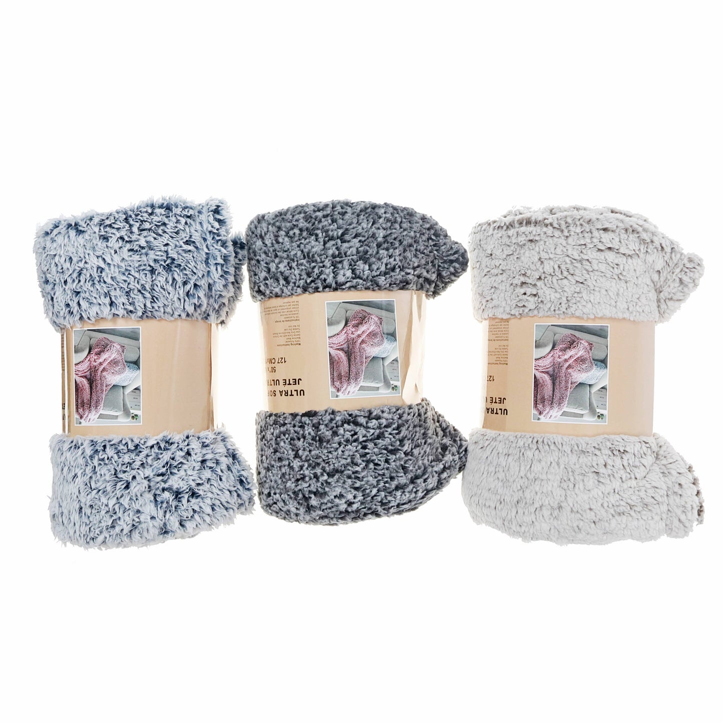 Two Tone Cotton Sherpa Throw (Asstd) (50 X 60)