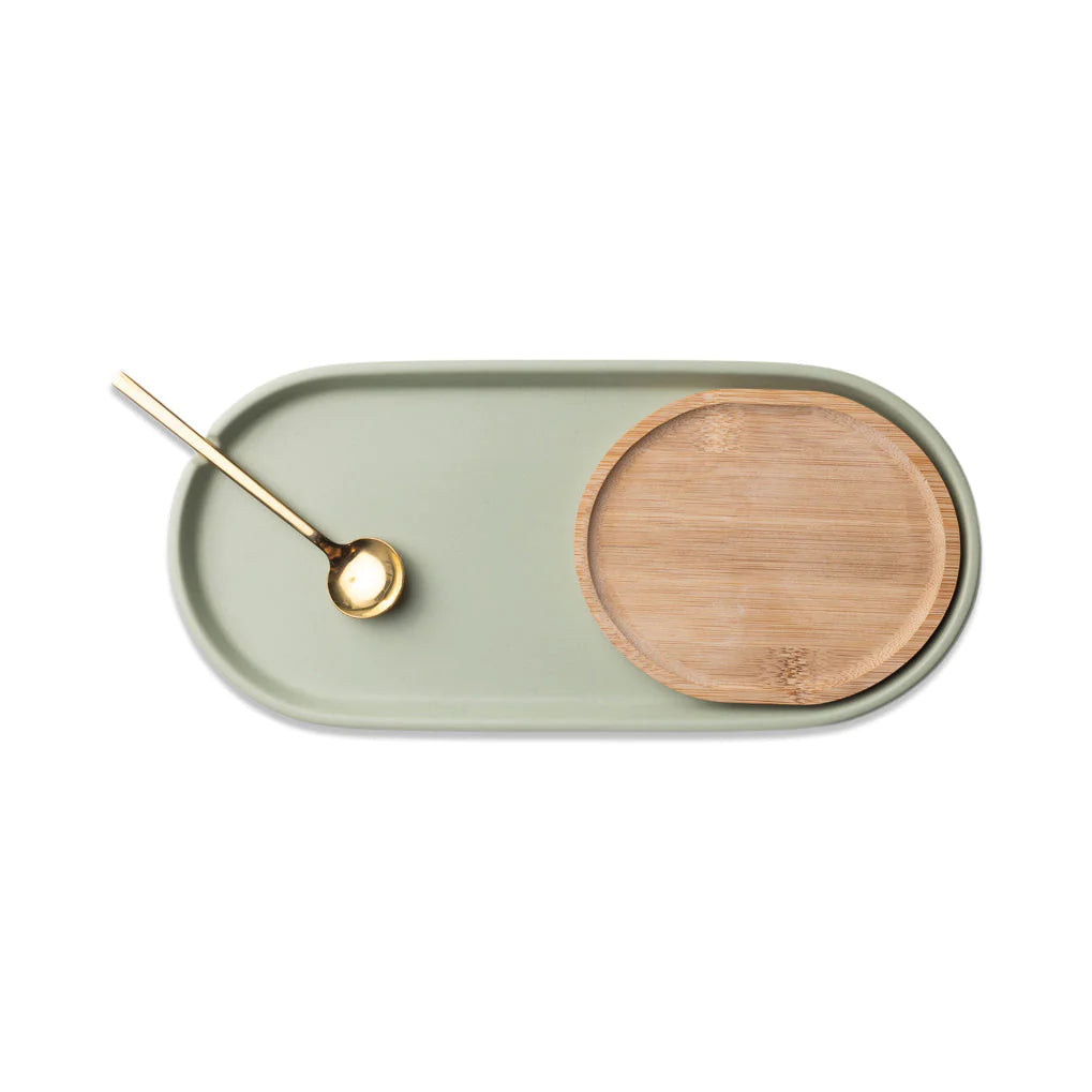 Nesting Trays - Green/Wood