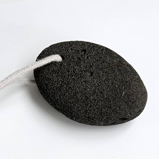 Natural Lava Pumice Stone with Cotton Hanging String Black