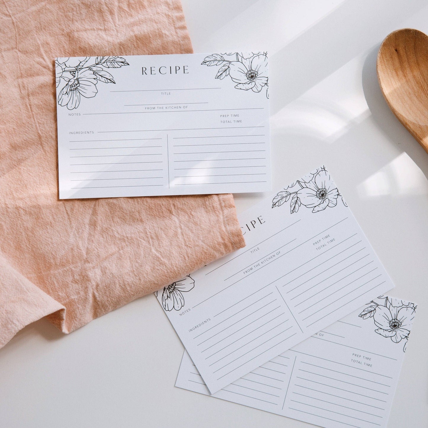 Poppy Minimal Recipe Cards - Set of 18