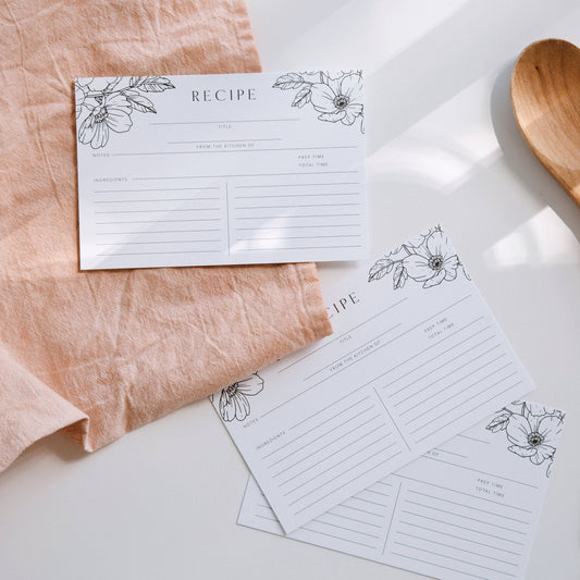 Poppy Minimal Recipe Cards - Set of 18