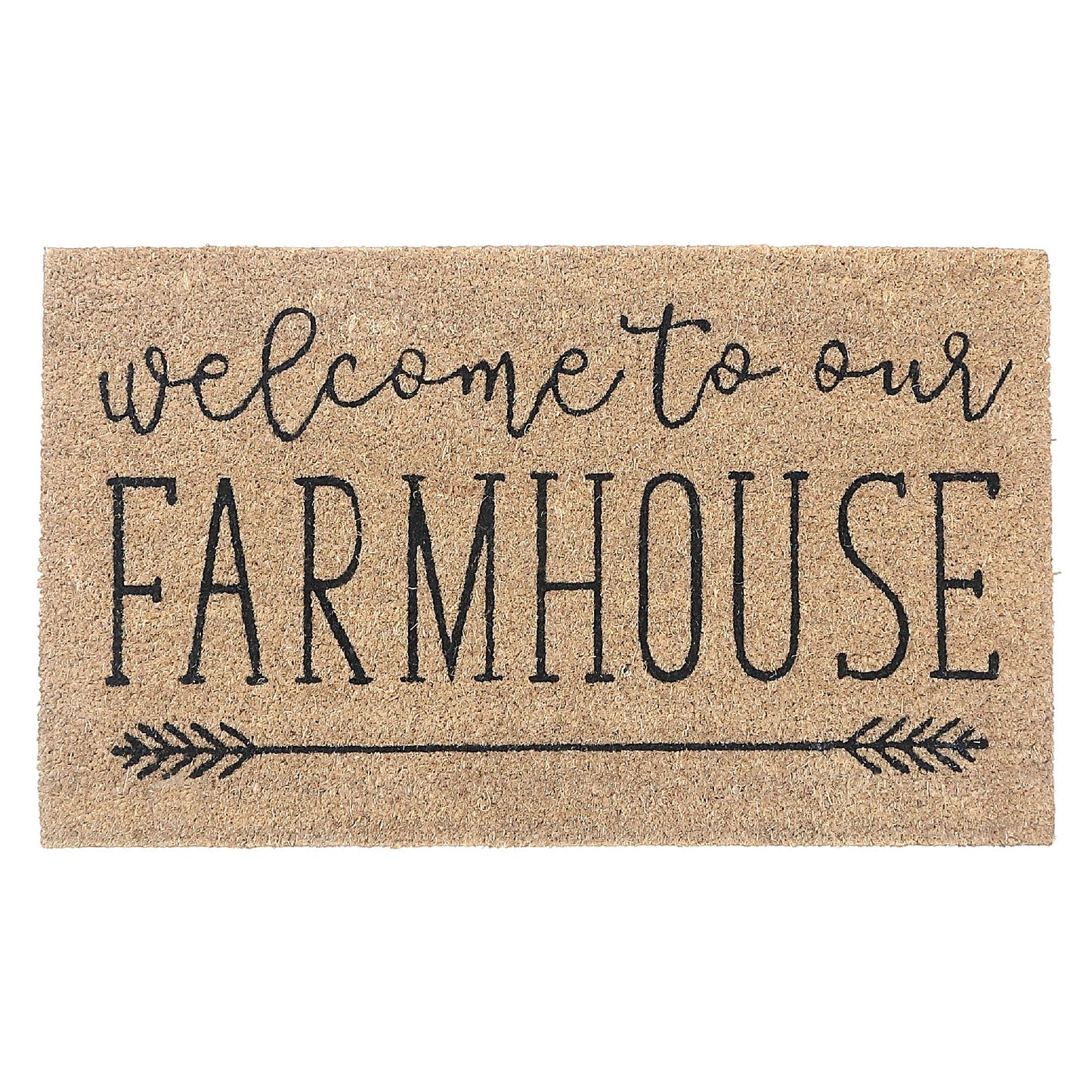 Coir Door Mat Welcome To Our Farmhouse: Black