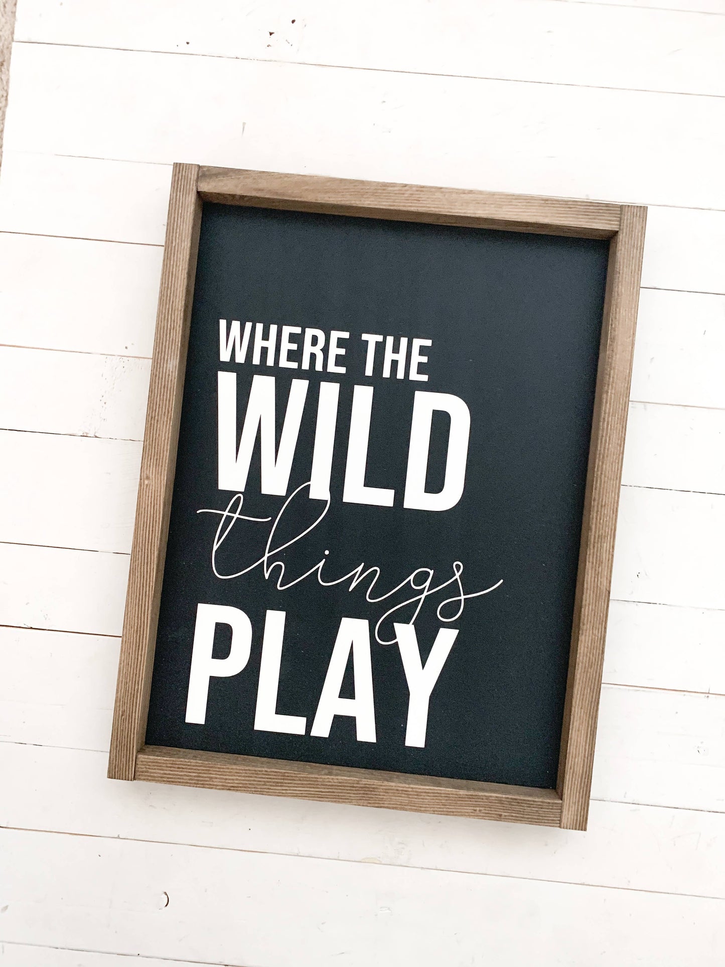 Where the wild things play: White / Dark Walnut / 13x17
