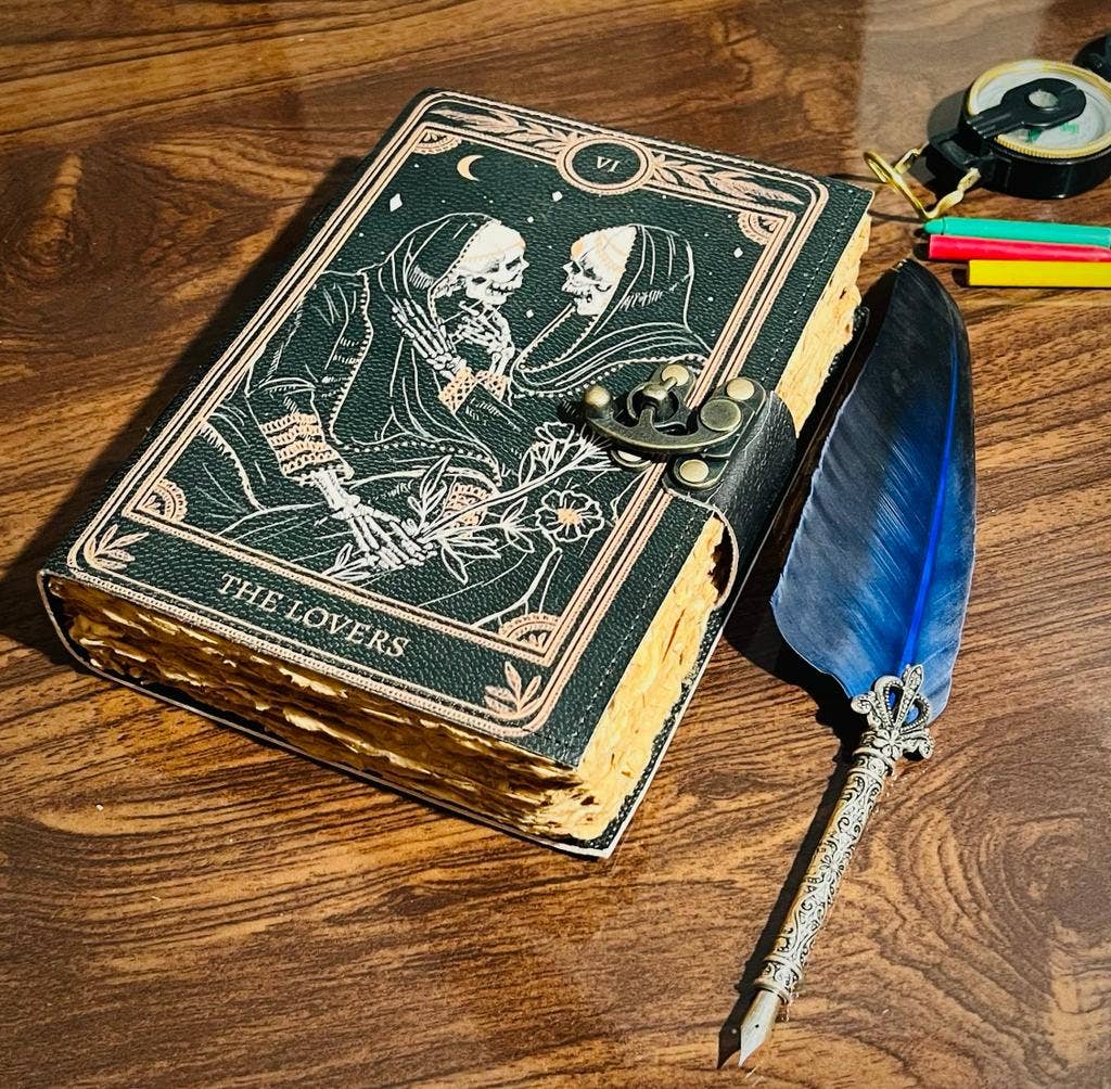 Lovers Tarot Notebook - manifestation leather journal