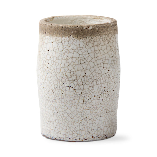 Crackle Glaze Vase Med White