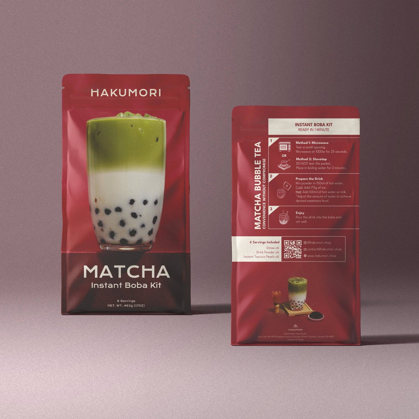 Matcha Boba Tea Kit: 1 Kit (6 Drinks)