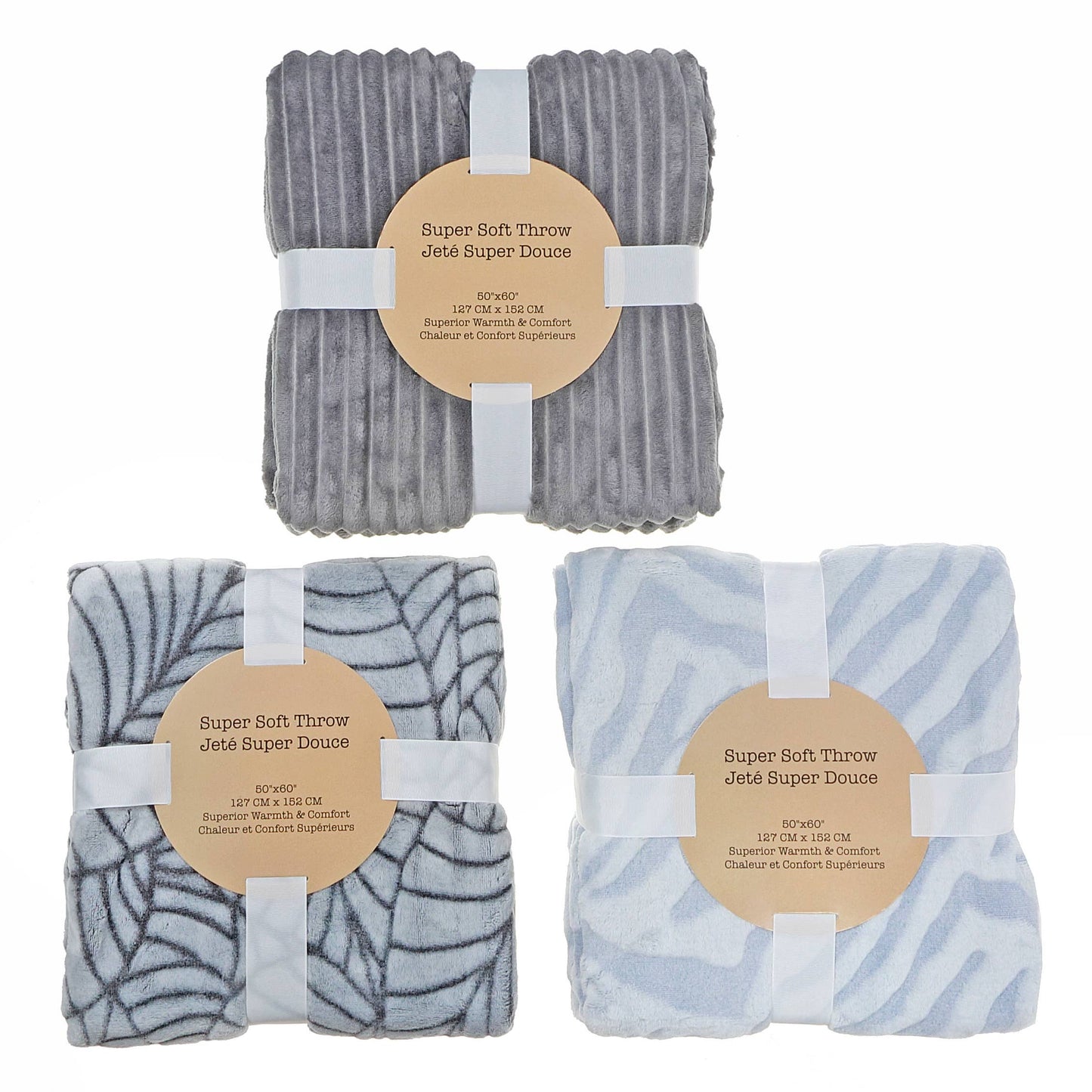 Textured Flannel Throw (Asstd) (50 X 60)