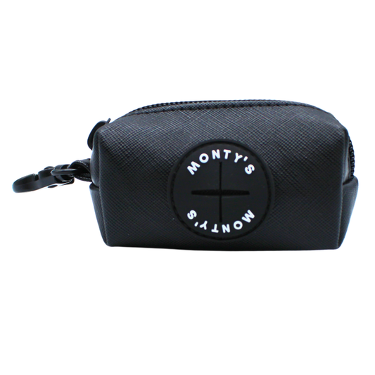 Vegan Leather Poop Bag Dispenser + 15 Bags - Black