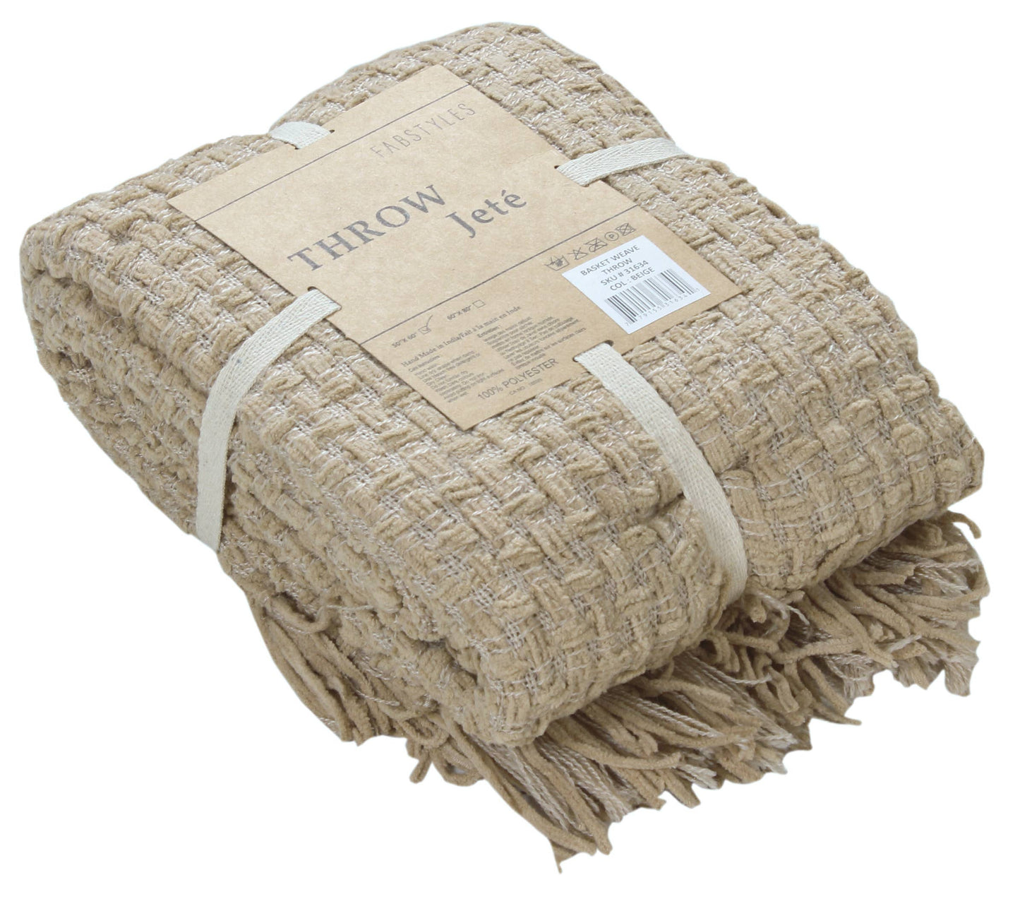 Fabstyles Chenille Basket Weave Throw Blanket, 50x60: Navy