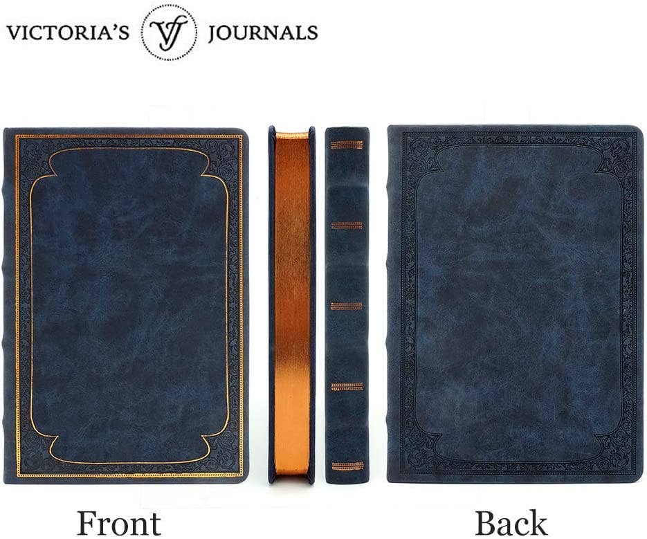 Victoria's Journals Vintage Style Diary Vegan Leather (Navy)
