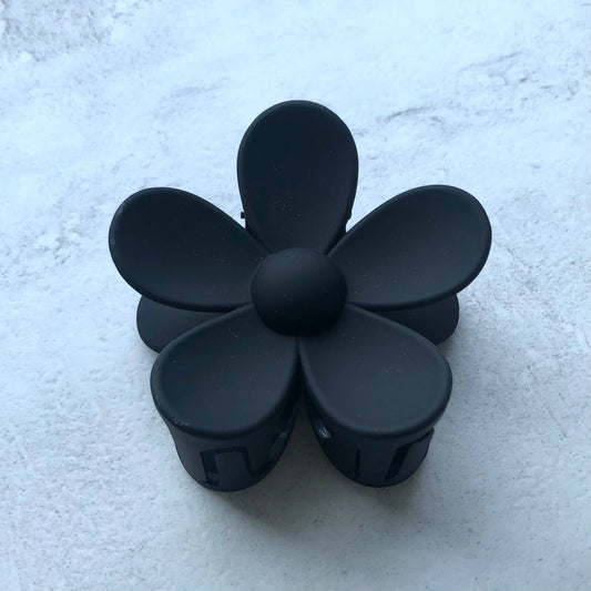 Daisy flower 3" matt clip hair fashion accessory claw: Black