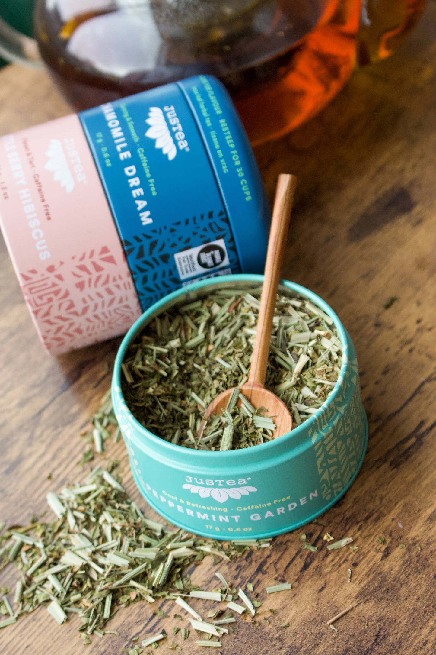 Herbal Tea Trio Tin & Spoon - Organic, Fair-Trade Tea Gift