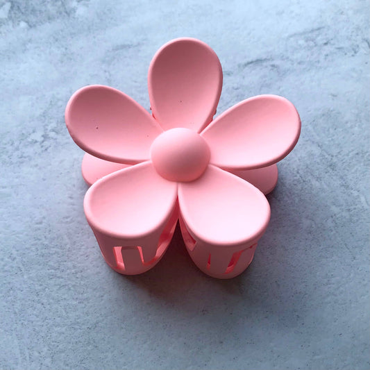 Daisy flower 3" matt clip hair fashion accessory claw: Light pink