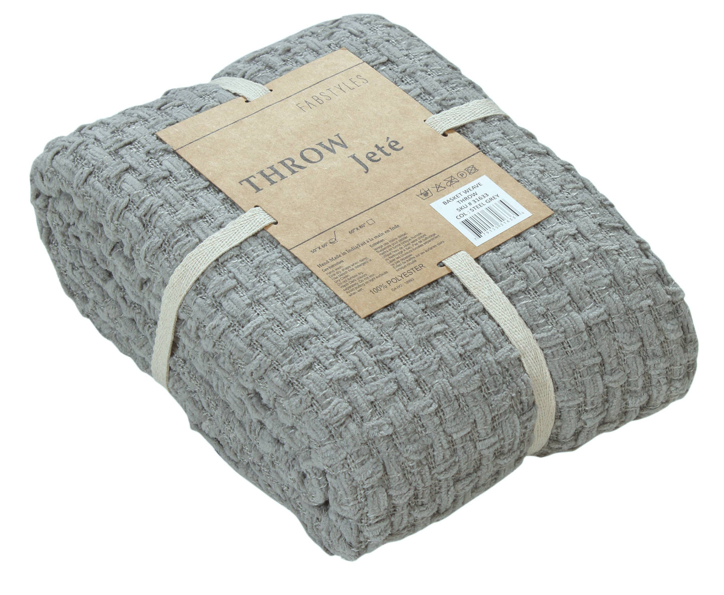 Fabstyles Chenille Basket Weave Throw Blanket, 50x60: Forest Green