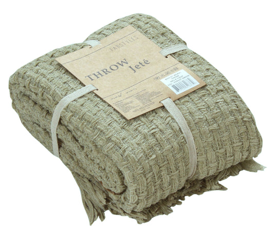 Fabstyles Chenille Basket Weave Throw Blanket, 50x60: Forest Green