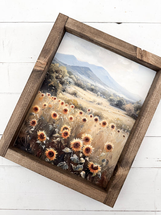 Sunflower landscape sign: Dark Walnut / 9x11