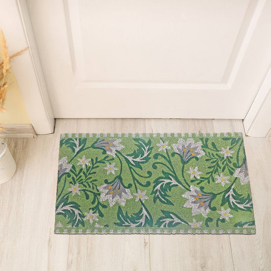 Coir Door Mat Floral Green Pattern