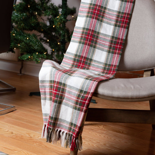 Celebration Plaid Throw: Red/Green / 50x60