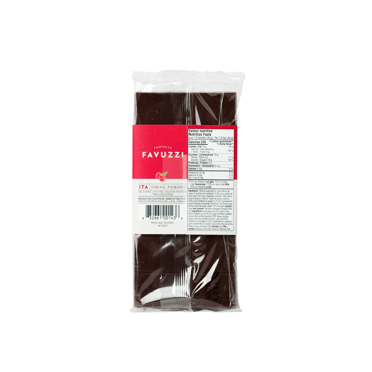 55% Cocoa Raspberry Chocolate Bar