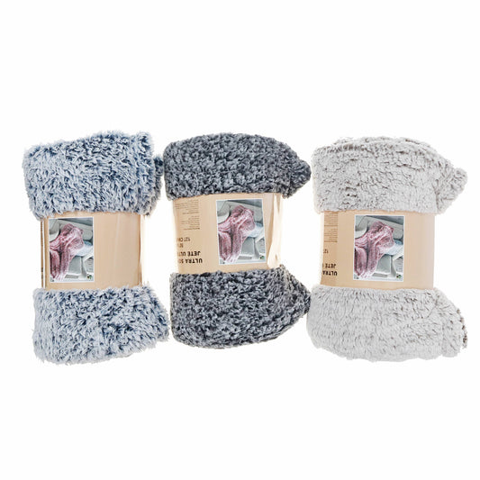 Two Tone Cotton Sherpa Throw (Asstd) (50 X 60)