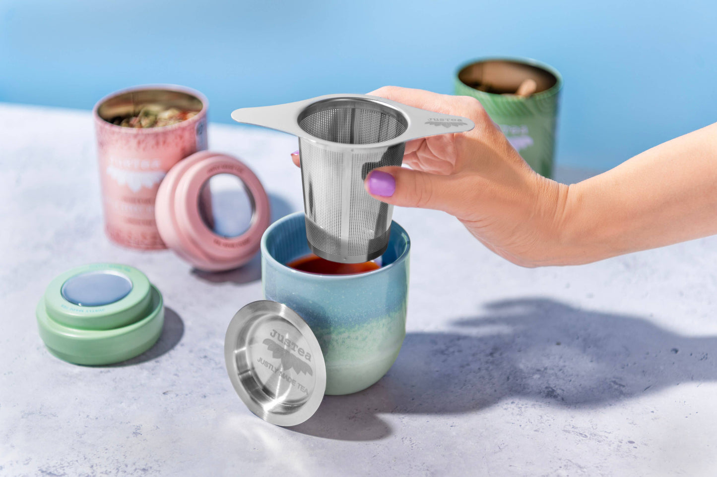 Tea Infuser with Dual-use Coaster Lid - Tea Steeper Strainer