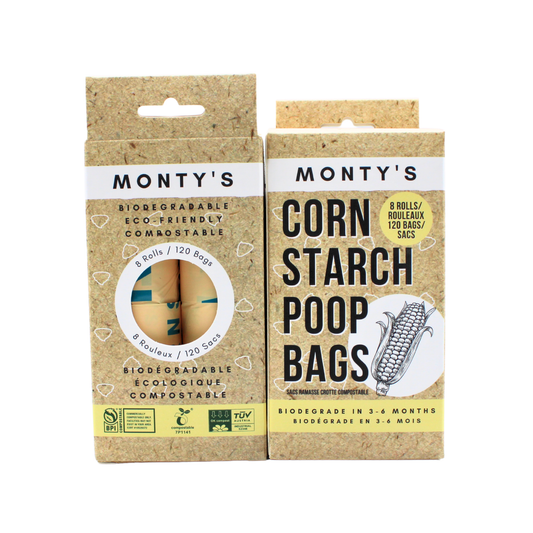 Compostable Cornstarch Poop Bags - 120 Bags (8 Roll Box)