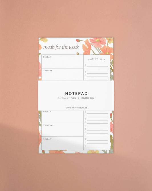 Poppies Magnetic Meal Planner Notepad