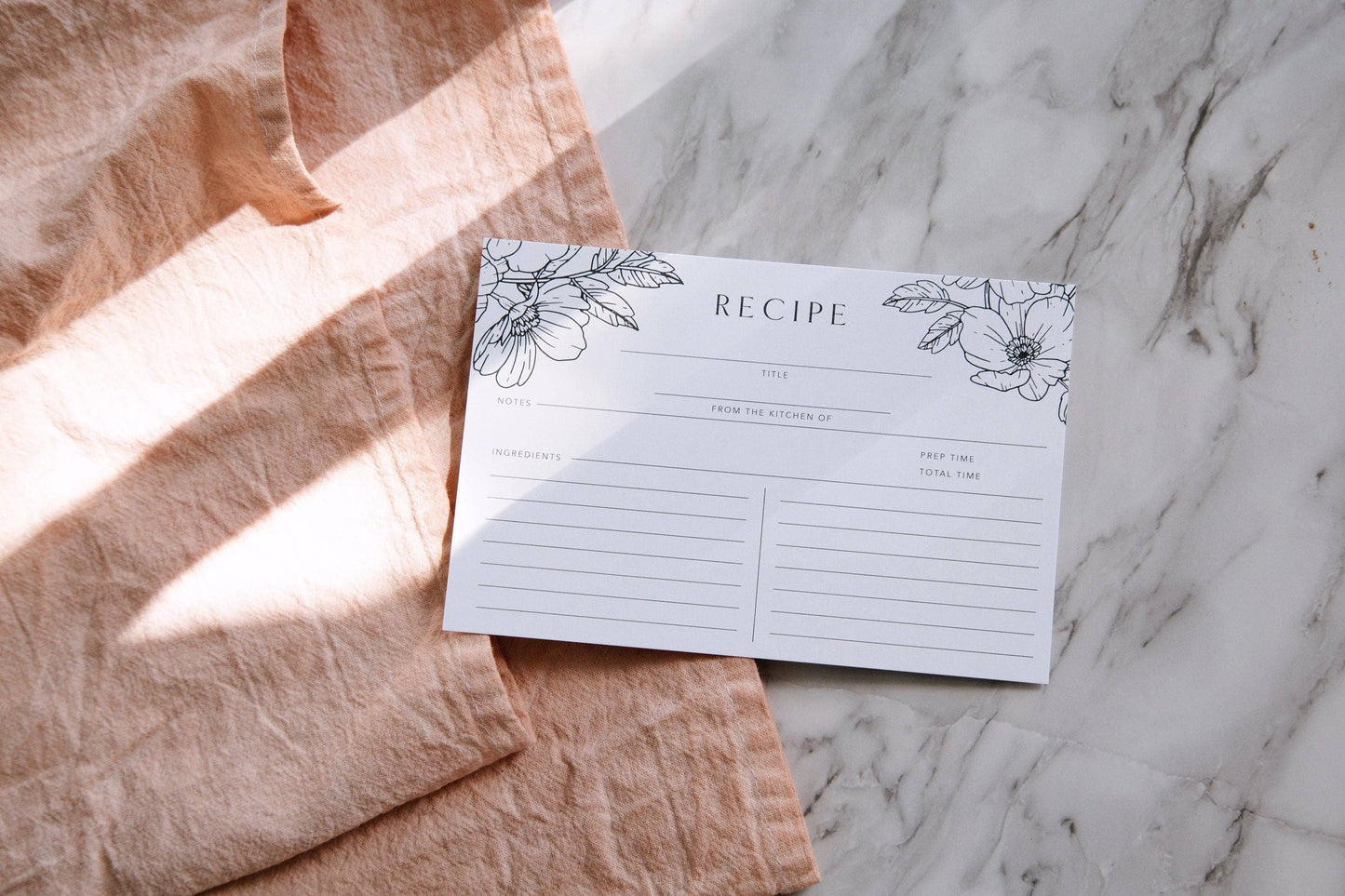Poppy Minimal Recipe Cards - Set of 18