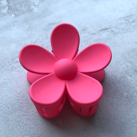 Daisy flower 3" matt clip hair fashion accessory claw: Raspberry