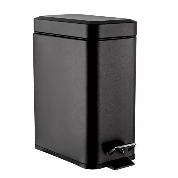 5L Metal Rectangle Side Pedal Bin Black