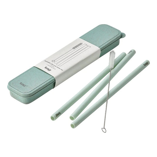 Reusable Silicone Straw Set - Aqua