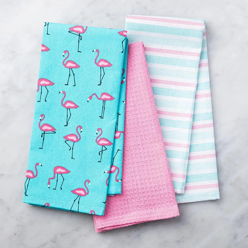 Flamingo Dish Towel Set 3 The Farmhouse